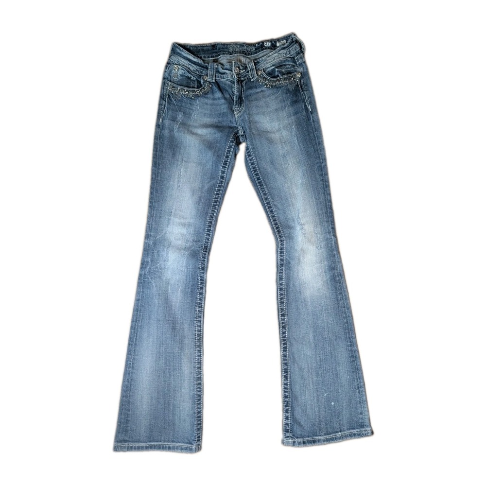 Miss Me Women's Bootcut Jeans Size 27 Blue Medium Wash Embellished Y2K Bling